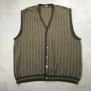 VTG Preswick & Moore Cardigan Sweater Vest Men XL Wool Blend Striped Italy Made